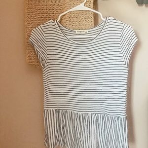 Black & White Striped Peplum Shirt